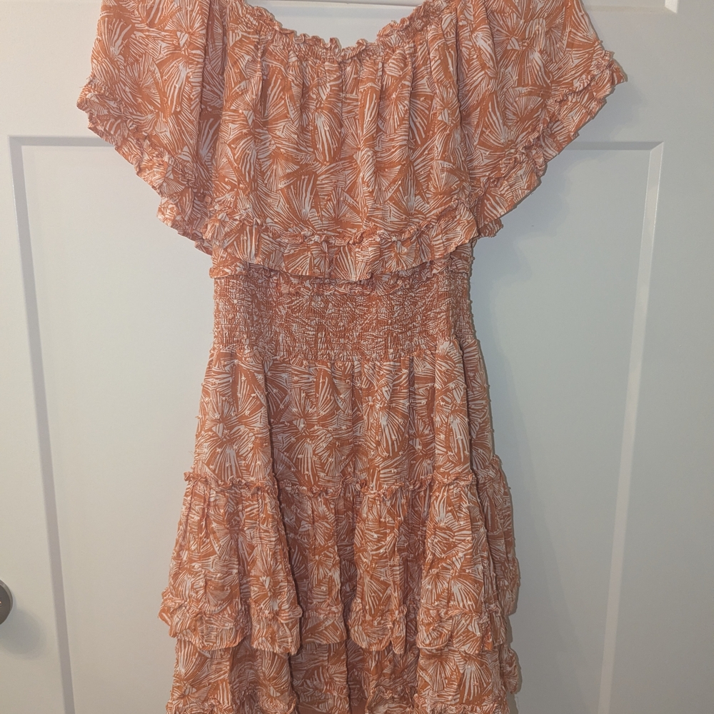 Forever 21 Orange & White Patterned Mini Dress - Picture 3 of 5